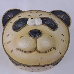 Panda Bear Trinket Box Resin Removable Lid Rubber Cushions on Bottom